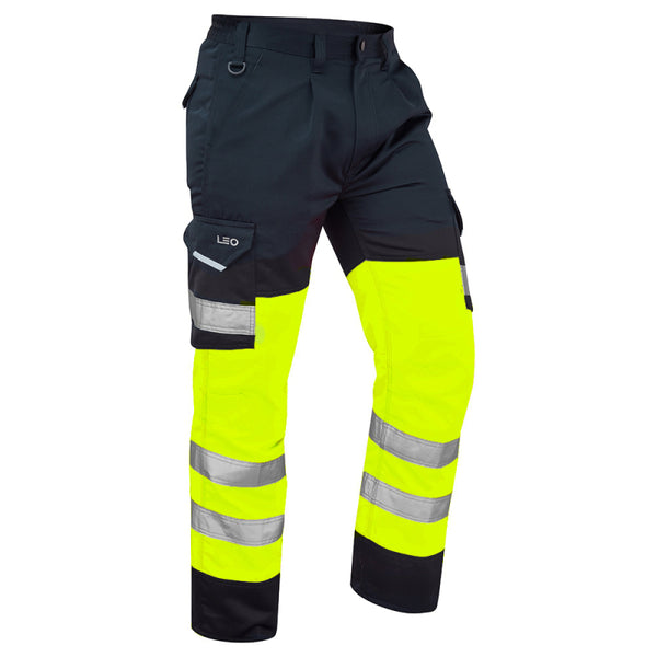 LEO BIDEFORD Hi-Vis Poly-Cotton Cargo Hi-Vis Trouser Pants Yellow