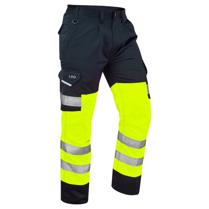 LEO BIDEFORD Hi-Vis Poly-Cotton Cargo Hi-Vis Trouser Pants Yellow