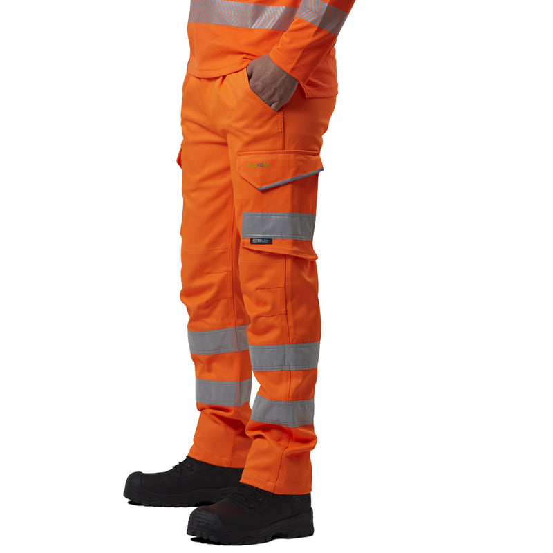 LEO KINGFORD EcoViz Stretch Hi-Vis Poly-Cotton Cargo Trouser Pants