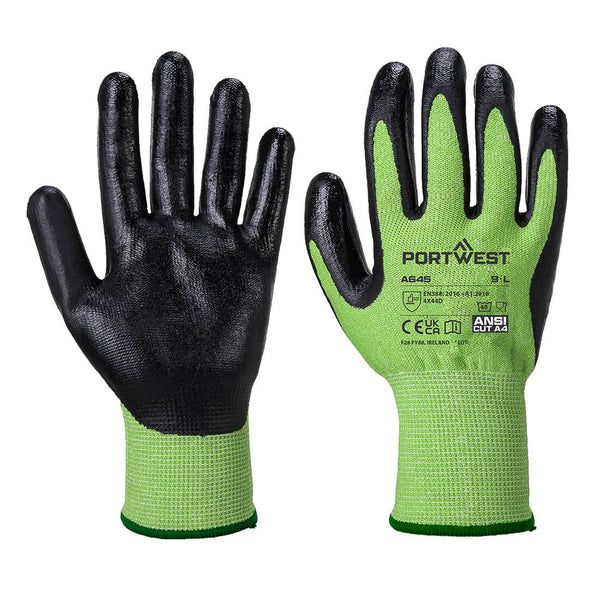 Portwest Green Cut Glove Nitrile Foam A645