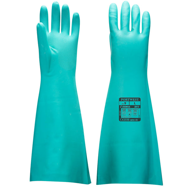 Portwest Extended Length 48cm Nitrile Gauntlet Glove A813