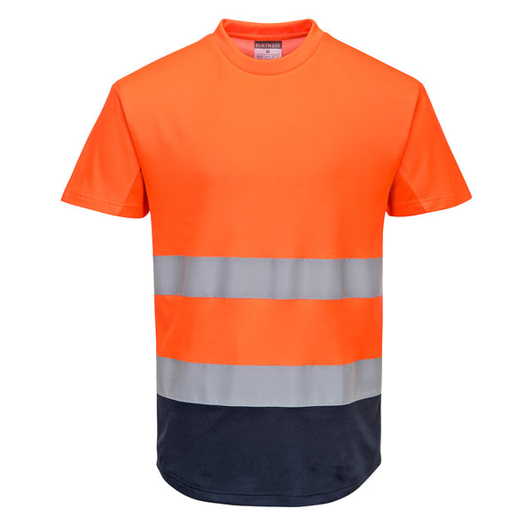 Portwest Hi-Vis Contrast Mesh Insert T-Shirt Short Sleeve C395