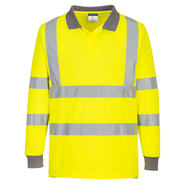 Portwest Eco Hi-Vis Polo Shirt Long Sleeve (Pack of 6) EC11