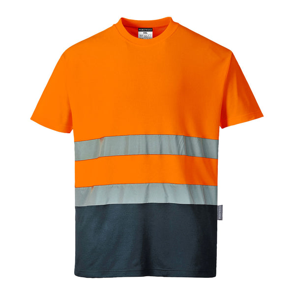 Portwest Hi-Vis Cotton Comfort Contrast T-Shirt Short Sleeve S173