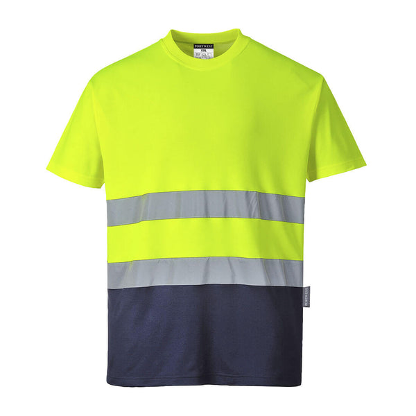 Portwest Hi-Vis Cotton Comfort Contrast T-Shirt Short Sleeve S173