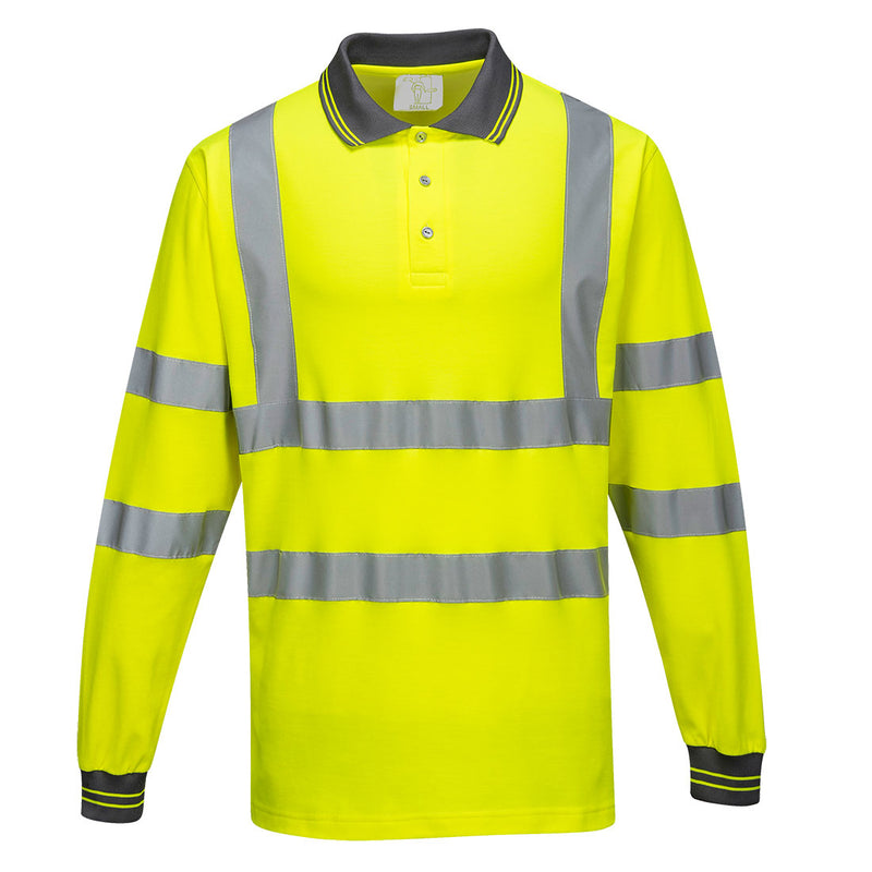 Portwest Hi-Vis Cotton Comfort Polo Shirt Long Sleeve S271