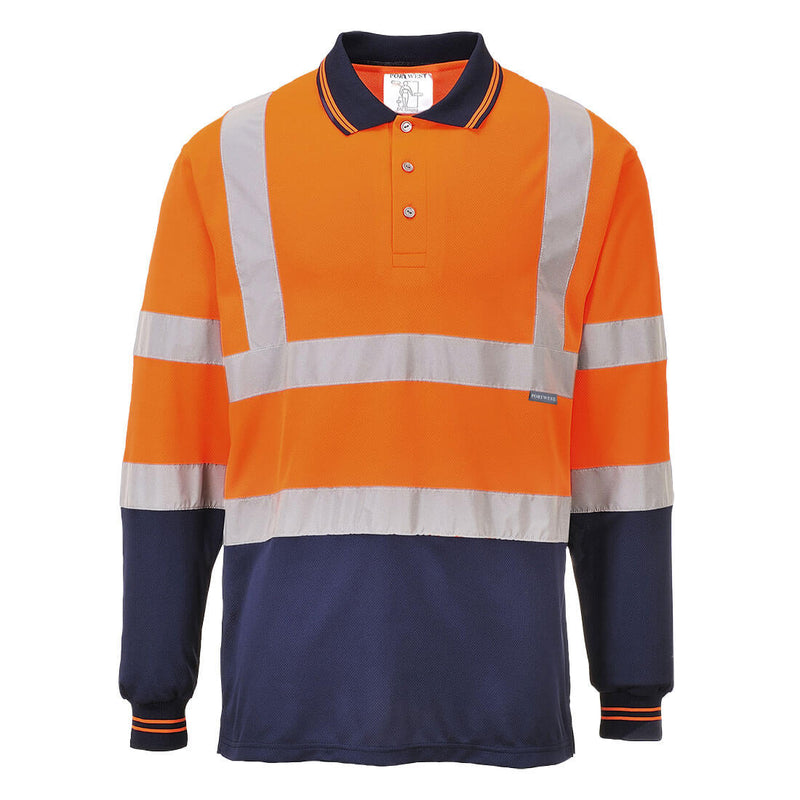 Portwest Hi-Vis Contrast Polo Shirt Long Sleeve S279