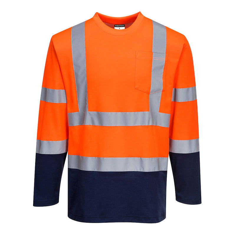 Portwest Hi-Vis Cotton Comfort Contrast T-Shirt Long Sleeve S280