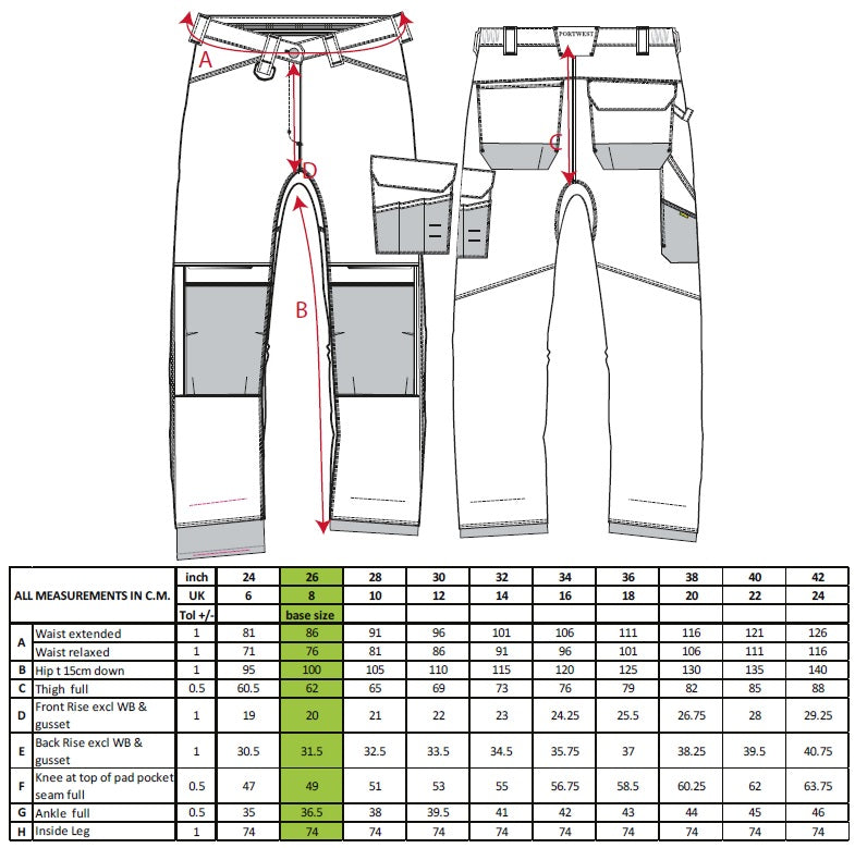 Portwest PW3 Hi-Vis Ladies Stretch Work Trousers PW385