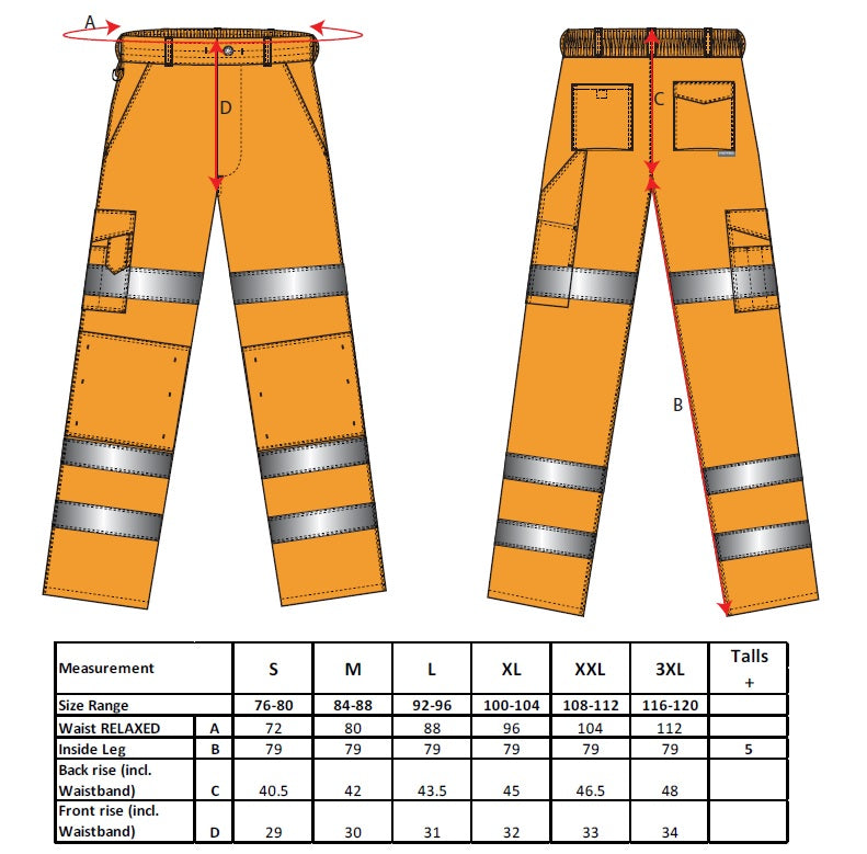 Portwest Hi-Vis Three Band Work Trousers RT49