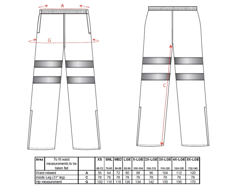 Portwest Hi-Vis Breathable Rain Trousers RT61