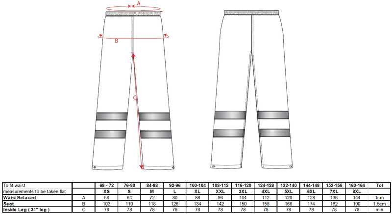 Portwest Hi-Vis Rain Trousers H441