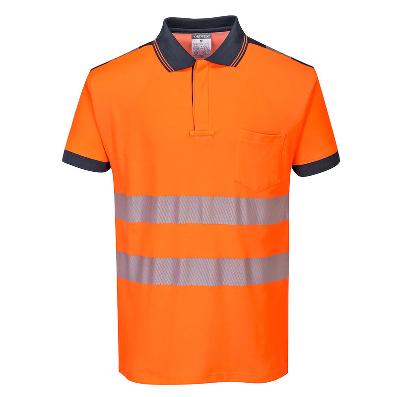 Portwest PW3 Hi-Vis Cotton Comfort Polo Shirt Short Sleeve T180