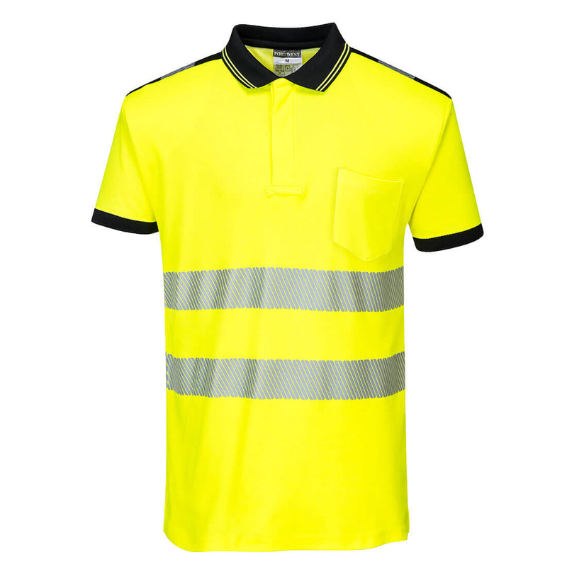 Portwest PW3 Hi-Vis Cotton Comfort Polo Shirt Short Sleeve T180