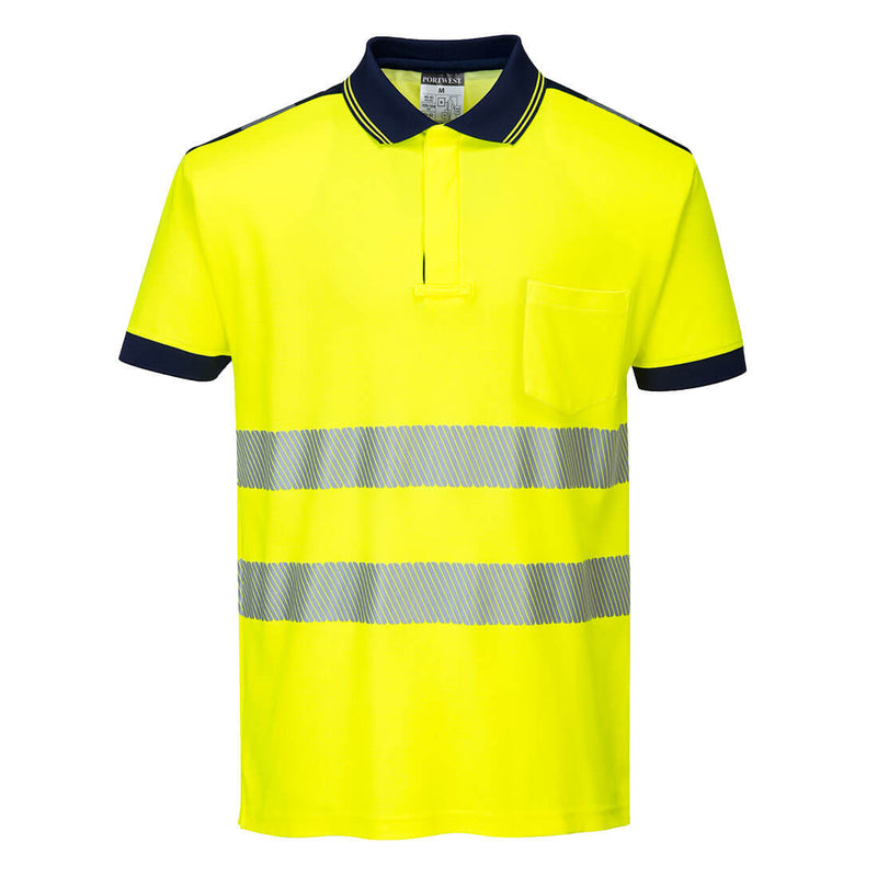 Portwest PW3 Hi-Vis Cotton Comfort Polo Shirt Short Sleeve T180