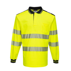 Portwest PW3 Hi-Vis Cotton Comfort Polo Shirt Long Sleeve T184