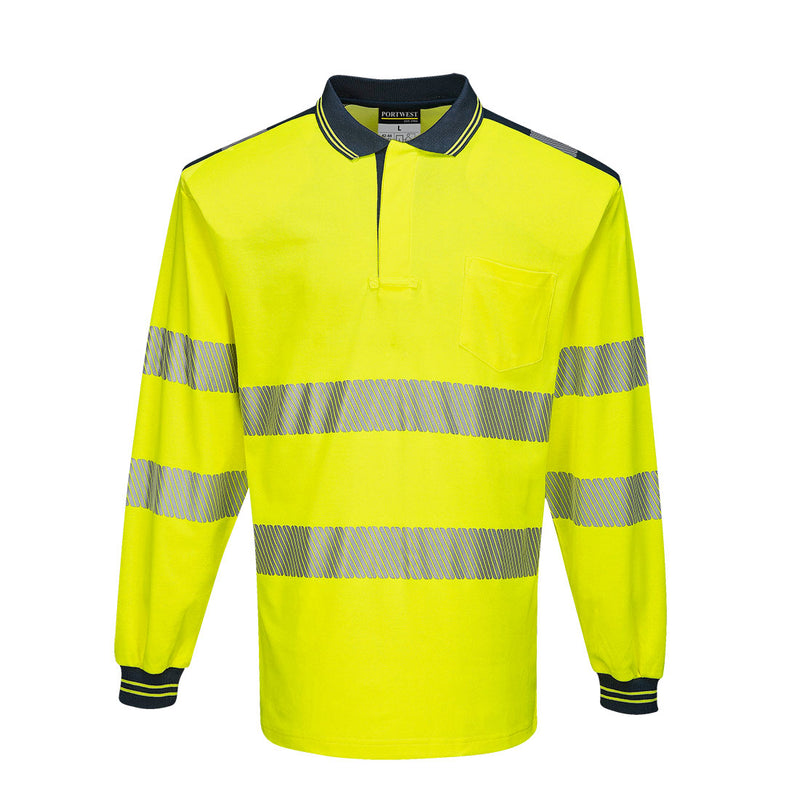 Portwest PW3 Hi-Vis Cotton Comfort Polo Shirt Long Sleeve T184