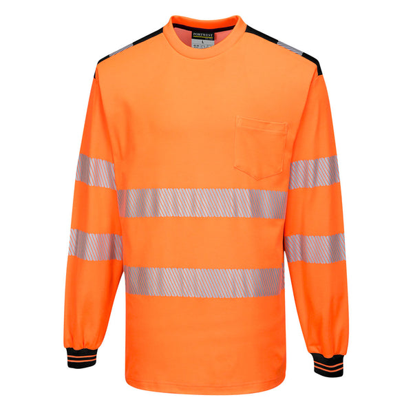 Portwest PW3 Hi-Vis Cotton Comfort T-Shirt Long Sleeve T185