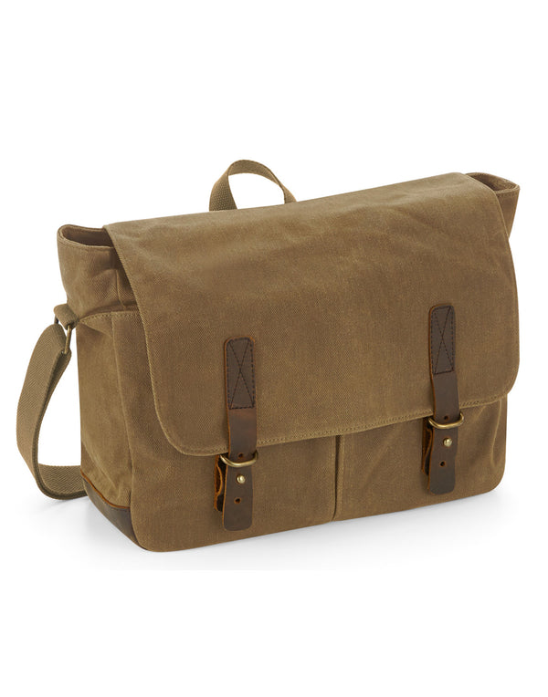 Quadra Heritage Waxed Canvas Messenger Bag QD653