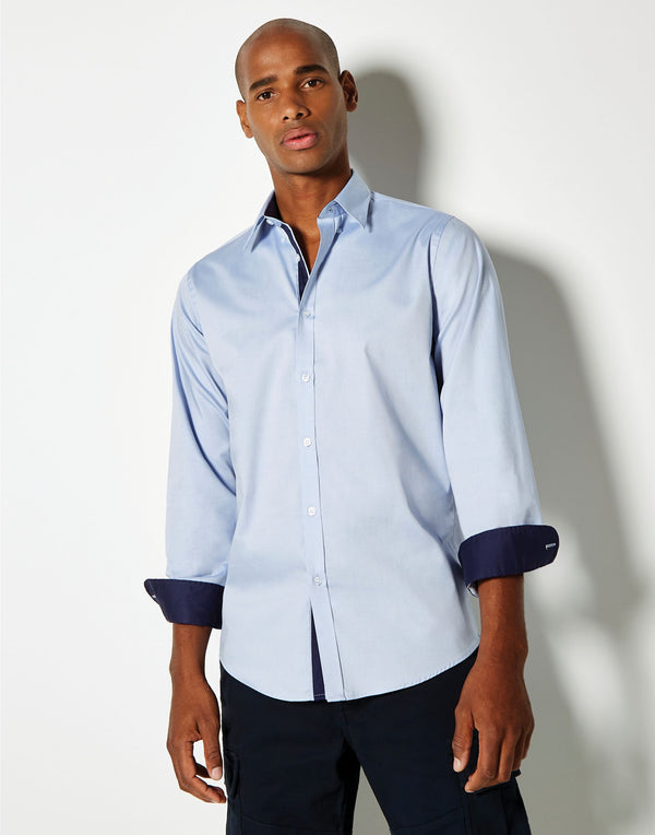 Kustom Kit Tailored Fit Long Sleeve Premium Contrast Oxford Button Down Collar Shirt KK190