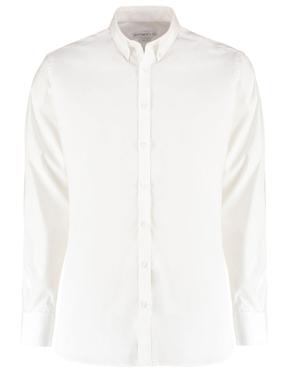 Kustom Kit Slim Fit Long Sleeve Stretch Oxford Shirt KK182