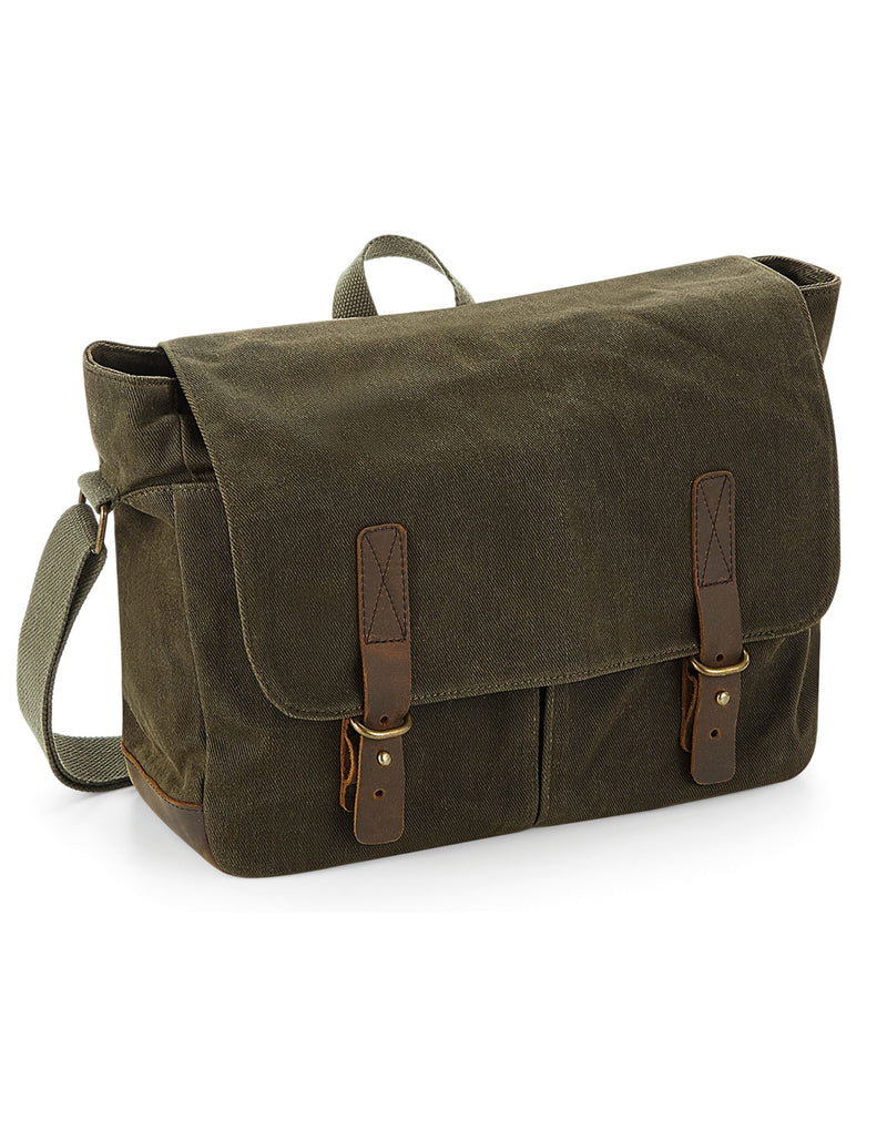 Quadra Heritage Waxed Canvas Messenger Bag QD653