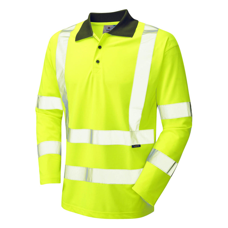 LEO WOOLSERY  Coolviz Sleeved Hi-Vis Hi-Vis Polo Shirt (EcoViz)