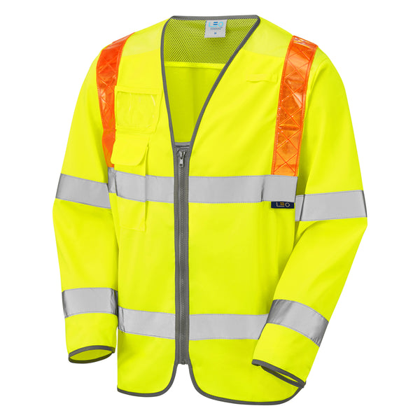 LEO BARBROOK  Orange Brace Sleeved Hi-Vis Waistcoat Vest