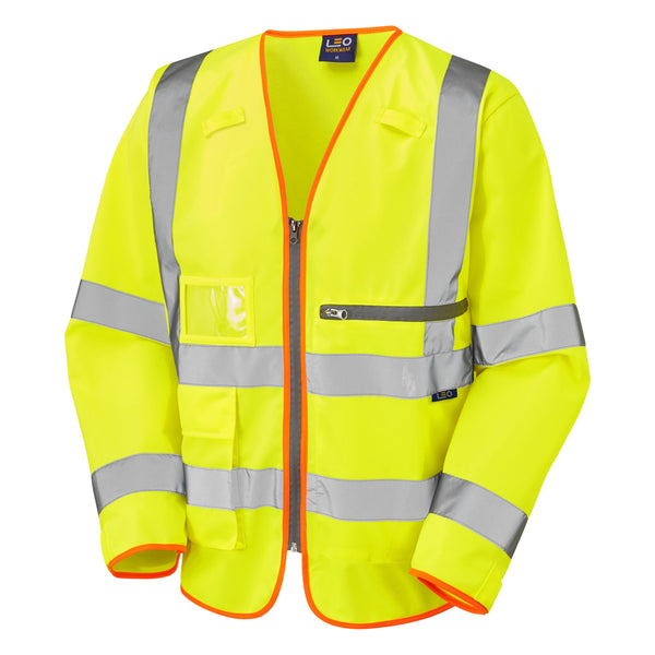 LEO HEDDON  Superior Sleeved Hi-Vis Waistcoat Vest with Tablet