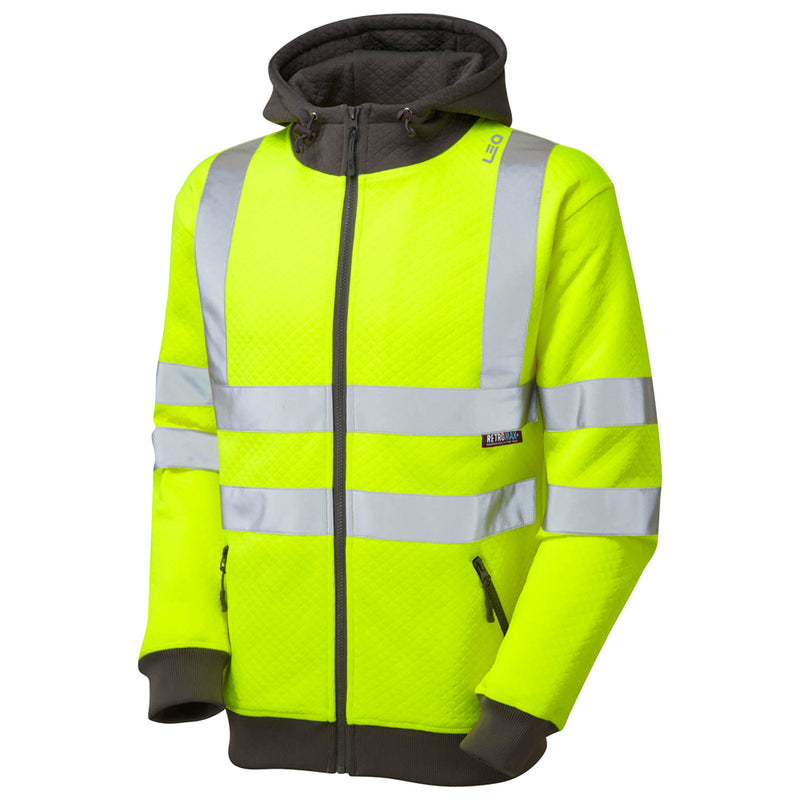 LEO SAUNTON  Full Zip Hooded Hi-Vis Sweatshirt