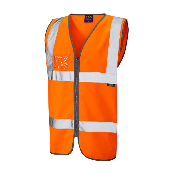 LEO RUMSAM  Hi-Vis Waistcoat Vest Zip & ID Pocket