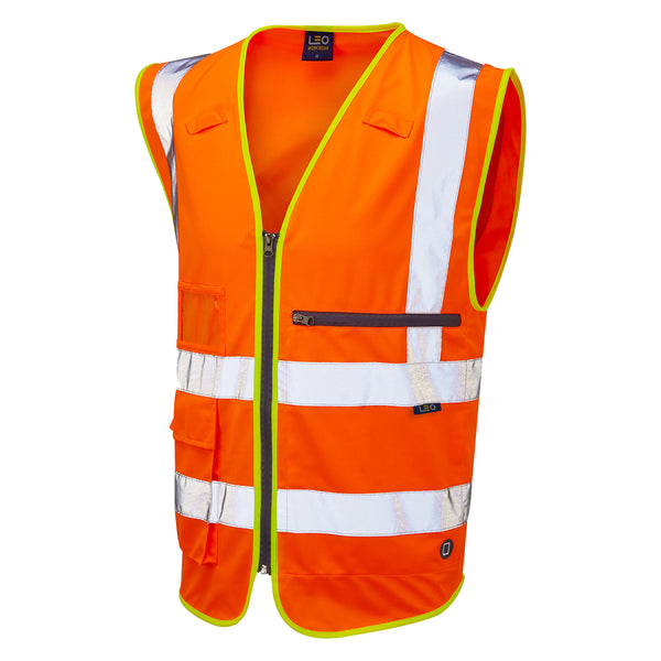 LEO FORELAND  Superior Hi-Vis Waistcoat Vest with Tablet Pocke