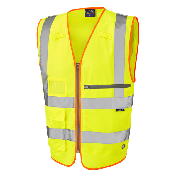 LEO FORELAND  Superior Hi-Vis Waistcoat Vest with Tablet Pocke