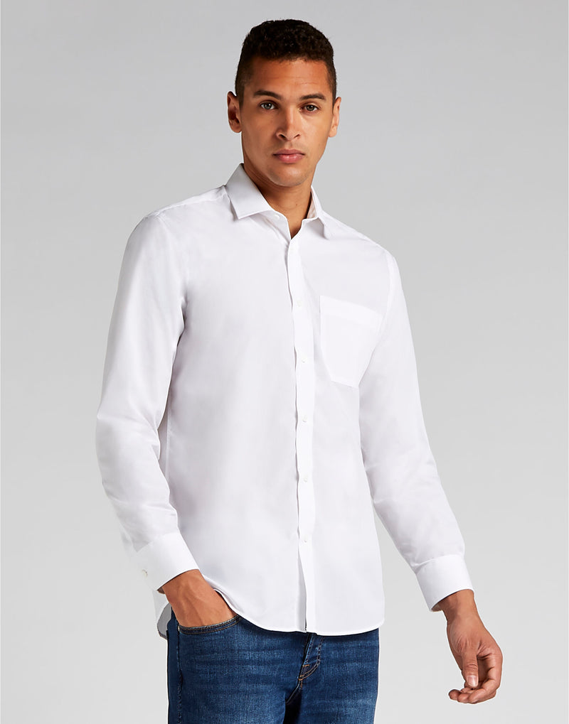 Kustom Kit Mens LS Tailored Poplin Shirt