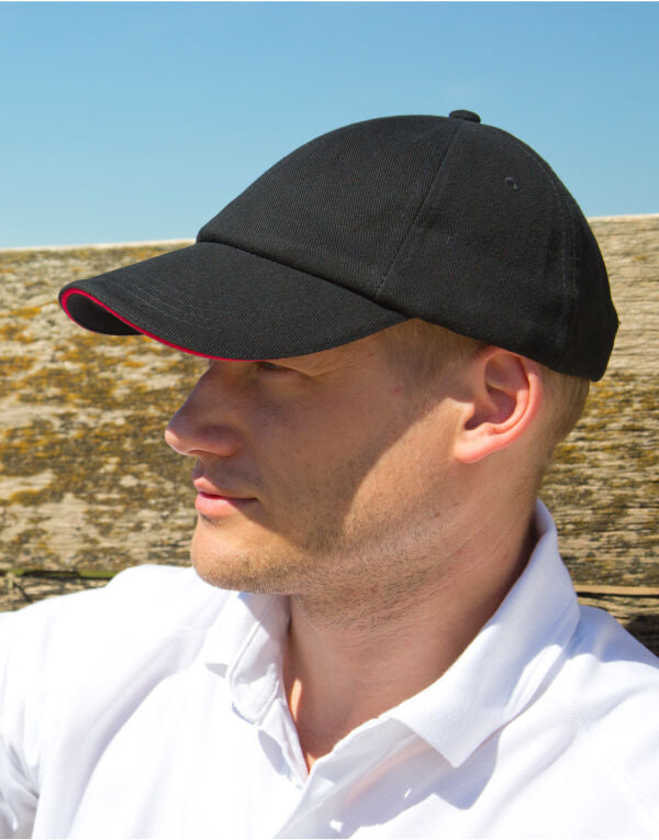 Result Headwear Low Profile Heavy Brushed Cotton Cap with Sandwich Peak RC24P RC24P