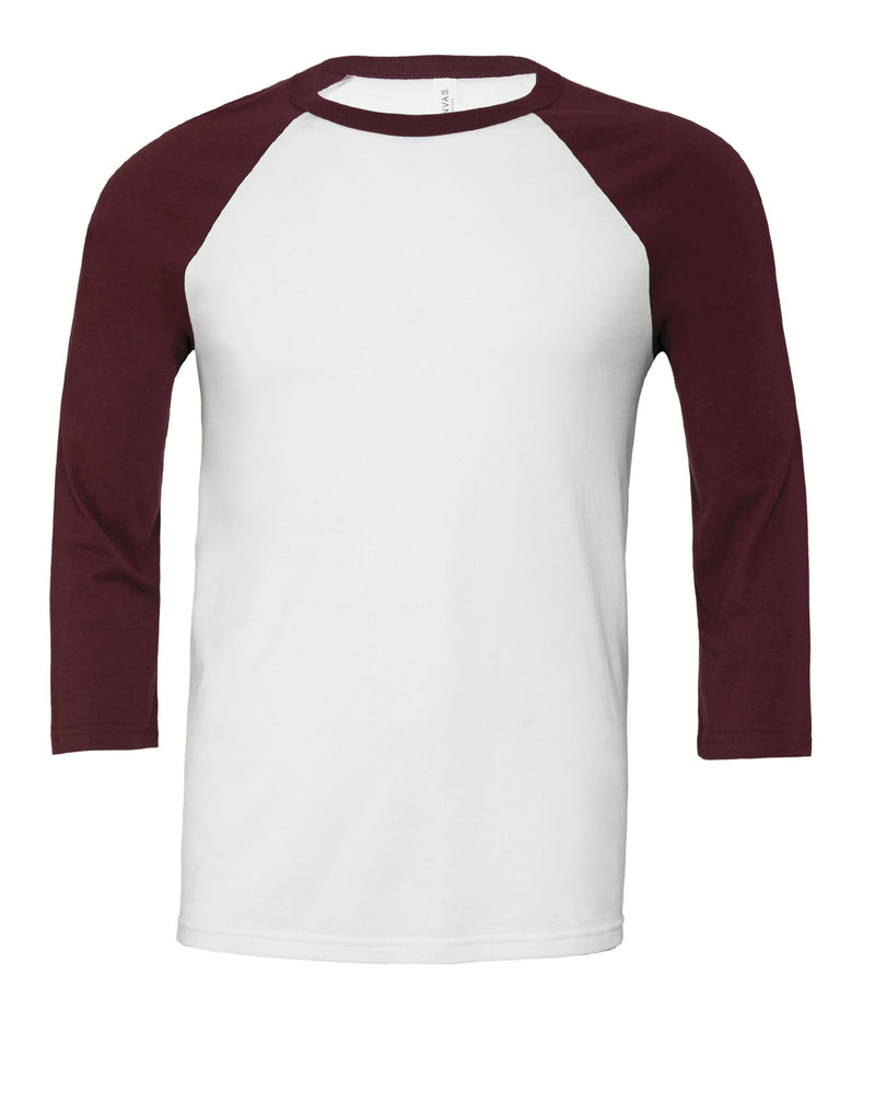 Bella Canvas Unisex 3/4 Sleeve Baseball Tee CA3200