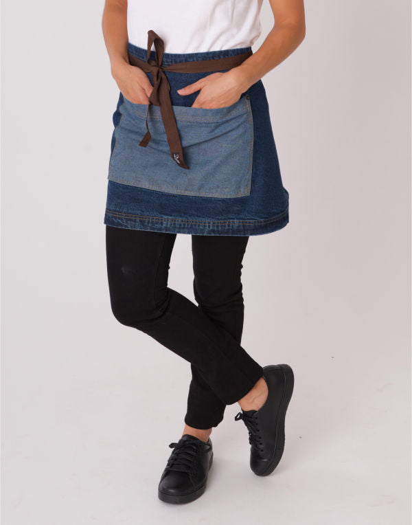 Dennys Washed Denim Contrast Waist Apron DP103B1 DP103B1