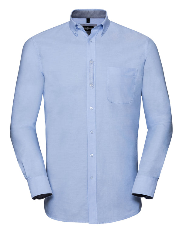 Russell Collection Men's Long Sleeve Tailored Washed Oxford Shirt R920M