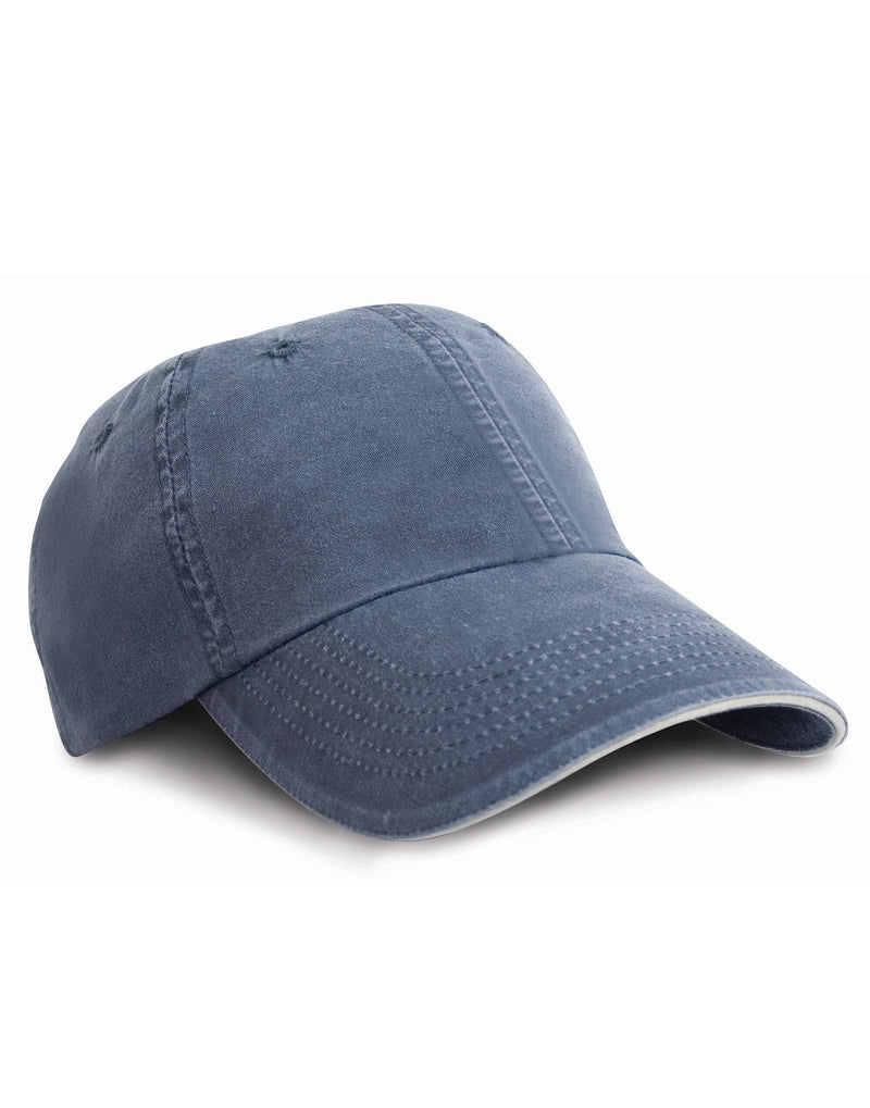 Result Headwear Washed Fine Line Cotton Cap with Sandwich Peak RC54