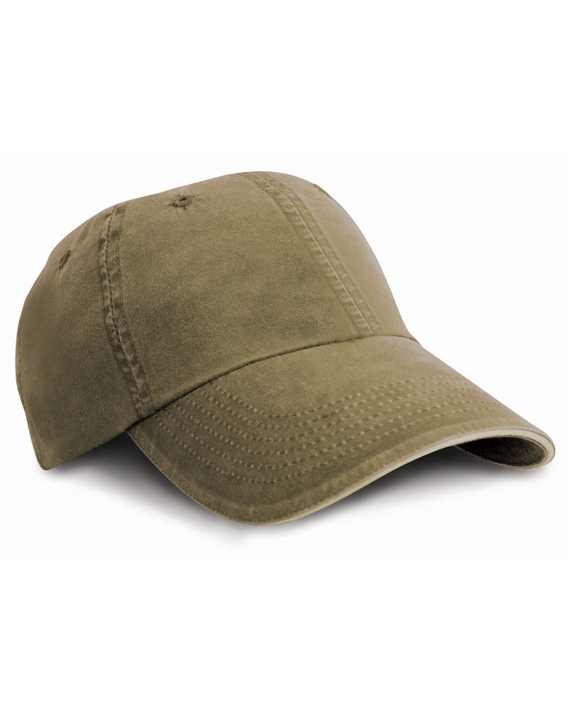 Result Headwear Washed Fine Line Cotton Cap with Sandwich Peak RC54