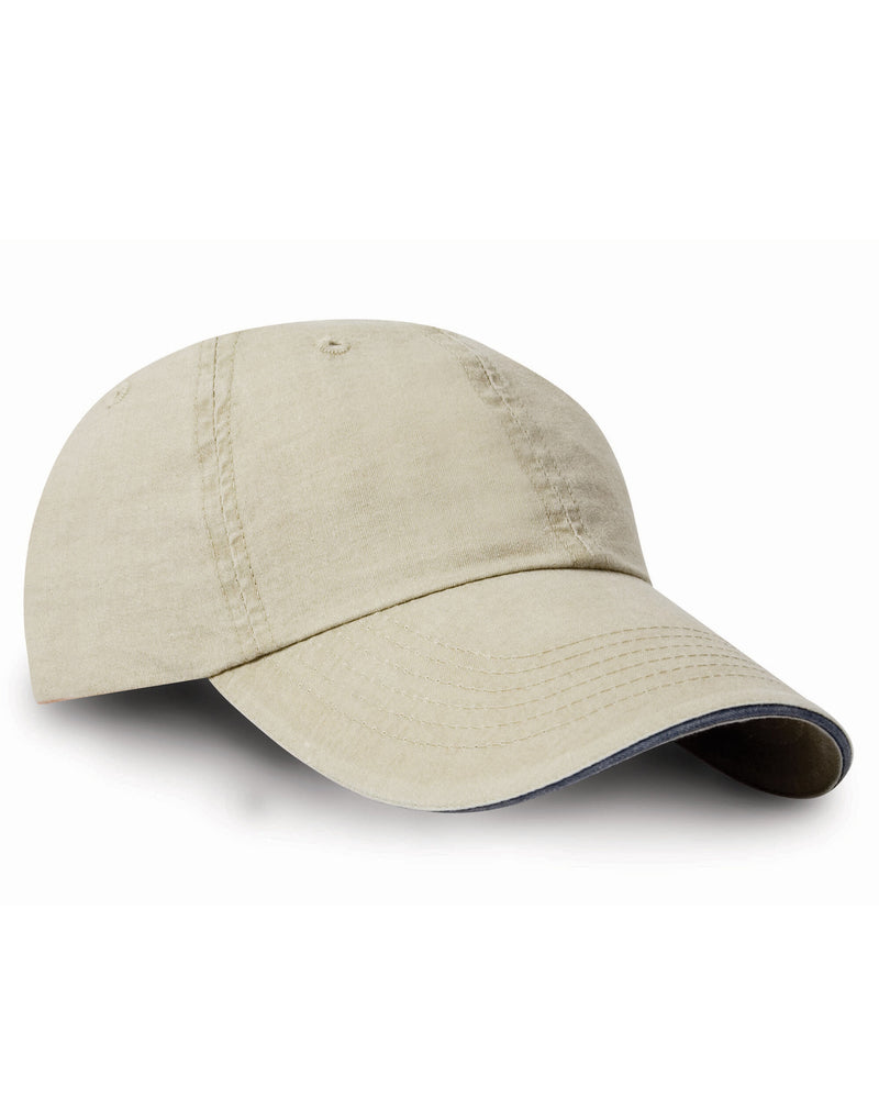 Result Headwear Washed Fine Line Cotton Cap with Sandwich Peak RC54